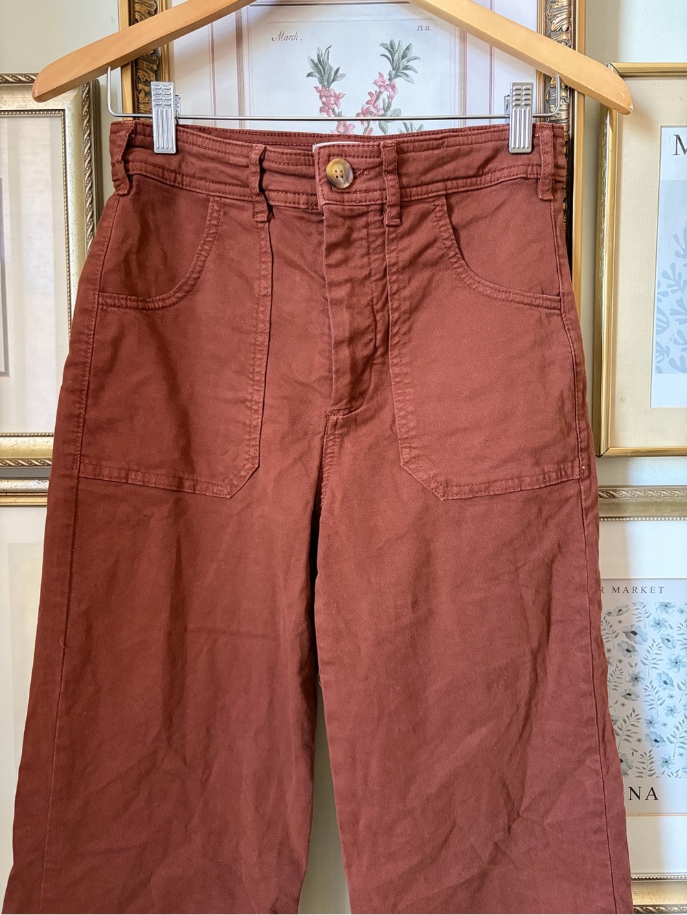 Marine Layer Bridget Twill Flare Pants in Tortoise Shell 6 - Picture 9 of 10